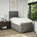 cadre de lit avec matelas Taupe 100x200 cm Tissu