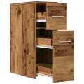 Armoire de salle de bain étroite avec roulettes vieux bois