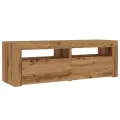 Meuble TV avec lumières LED chêne artisanal bois d'ingénierie