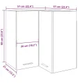 Armoire d'angle suspendue vieux bois 57x57x60cm bois ingénierie