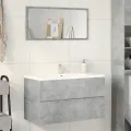 Armoire de salle de bain suspendue gris béton bois d'ingénierie