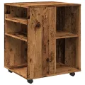Armoire à roulettes vieux bois 60x53x72 cm bois d'ingénierie