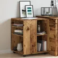 Armoire à roulettes vieux bois 60x53x72 cm bois d'ingénierie