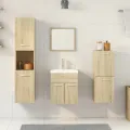 Ensemble de meubles de salle de bain 4 pcs chêne sonoma