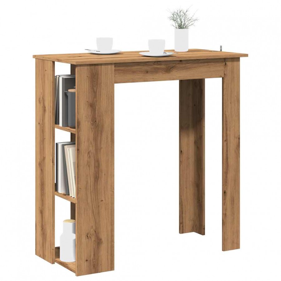 Table de bar avec étagère chêne artisanal bois d'ingénierie