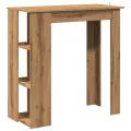 Table de bar avec étagère chêne artisanal bois d'ingénierie