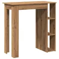Table de bar avec étagère chêne artisanal bois d'ingénierie