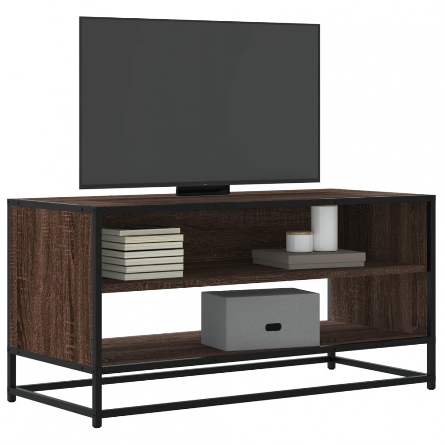 Meuble TV chêne marron 91x40x46 cm bois d'ingénierie et métal