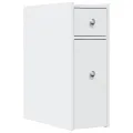 Armoire de salle de bain étroite avec roulettes blanc