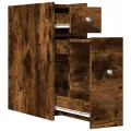 Armoire de salle de bain étroite avec roulettes chêne fumé