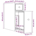 Armoire de salle de bain étroite avec roulettes chêne fumé