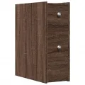 Armoire de salle de bain étroite avec roulettes chêne marron