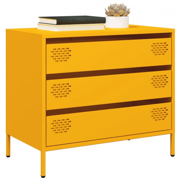 Buffet jaune moutarde 68x39x58,5 cm acier laminé à froid