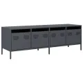Meuble TV anthracite 135x39x43,5 cm acier laminé à froid
