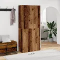 Armoire à chaussures vieux bois 80x35,5x180cm bois d'ingénierie