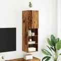 Meuble TV avec lumières LED vieux bois 30,5x30x102 cm
