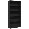 Bibliothèque noir 80x24x176 cm bois d'ingénierie
