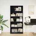 Bibliothèque noir 80x24x176 cm bois d'ingénierie