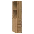 Armoire de salle de bain étroite avec roulettes chêne artisanal