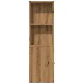 Armoire de salle de bain étroite avec roulettes chêne artisanal