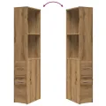 Armoire de salle de bain étroite avec roulettes chêne artisanal