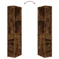 Armoire de salle de bain étroite avec roulettes chêne fumé