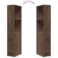 Armoire de salle de bain étroite avec roulettes chêne marron