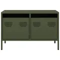 Meuble TV vert olive 68x39x43,5 cm acier laminé à froid
