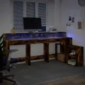 Bureau et lumières LED chêne fumé 200x104x91cm bois ingénierie