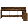 Bureau et lumières LED chêne fumé 200x104x91cm bois ingénierie