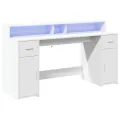 Bureau avec lumières LED blanc 160x55x91 cm bois d'ingénierie