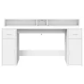 Bureau avec lumières LED blanc 160x55x91 cm bois d'ingénierie