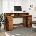 Bureau avec lumières LED vieux bois bois d'ingénierie