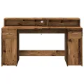 Bureau avec lumières LED vieux bois bois d'ingénierie
