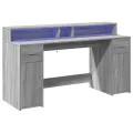 Bureau et lumières LED sonoma gris 160x55x91 cm bois ingénierie