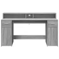 Bureau et lumières LED sonoma gris 160x55x91 cm bois ingénierie
