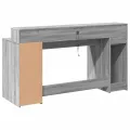 Bureau et lumières LED sonoma gris 160x55x91 cm bois ingénierie