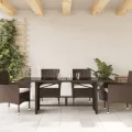 Table de jardin avec dessus en verre marron résine tressée