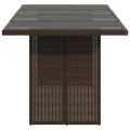 Table de jardin avec dessus en verre marron résine tressée