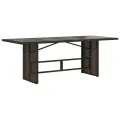 Table de jardin avec dessus en verre marron résine tressée