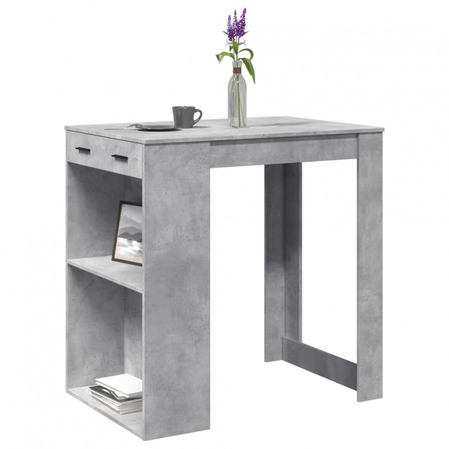 Table de bar gris béton 102x70x103,5 cm bois d'ingénierie