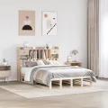 Lit bibliothèque sans matelas 140x200 cm bois massif de pin