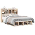 Lit bibliothèque sans matelas 140x200 cm bois massif de pin