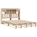 Lit bibliothèque sans matelas 140x200 cm bois massif de pin