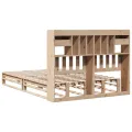 Lit bibliothèque sans matelas 140x200 cm bois massif de pin