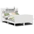Lit bibliothèque sans matelas blanc 160x200 cm bois pin massif
