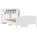 Lit bibliothèque sans matelas blanc 160x200 cm bois pin massif