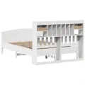 Lit bibliothèque sans matelas blanc 160x200 cm bois pin massif