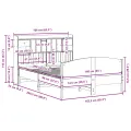Lit bibliothèque sans matelas blanc 160x200 cm bois pin massif