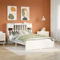Lit bibliothèque sans matelas blanc 160x200 cm bois pin massif
